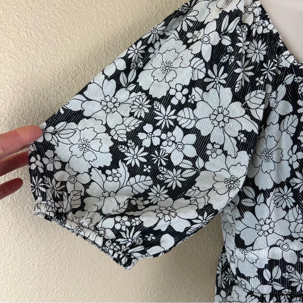 Gap Puff Sleeve Metallic Floral Midi Dress - Picture 7 of 12